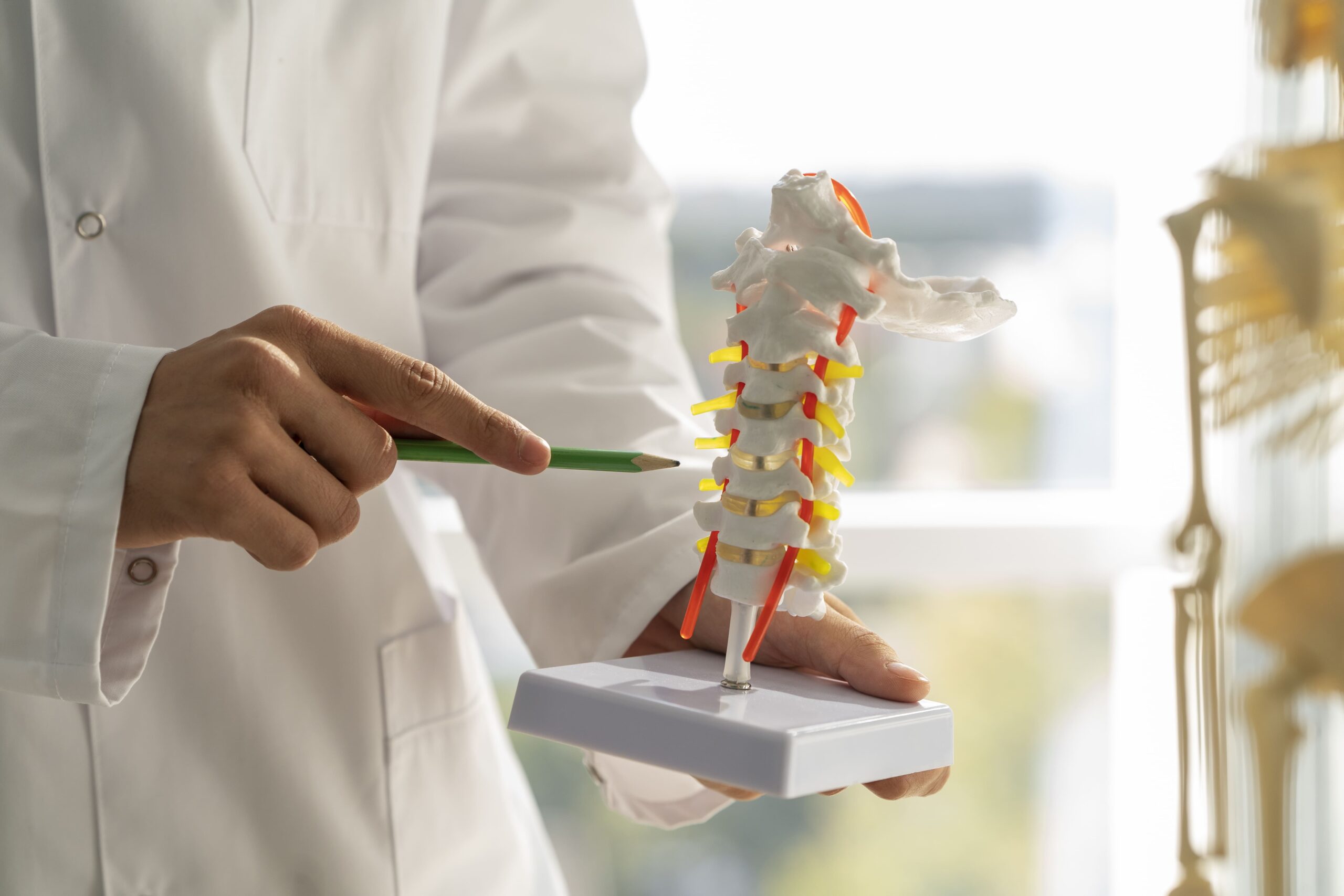 patient considering neck surgery options with doctor