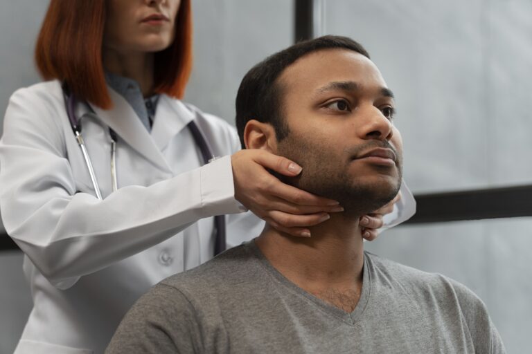 side view patient undergoing non-surgical neck pain treatments